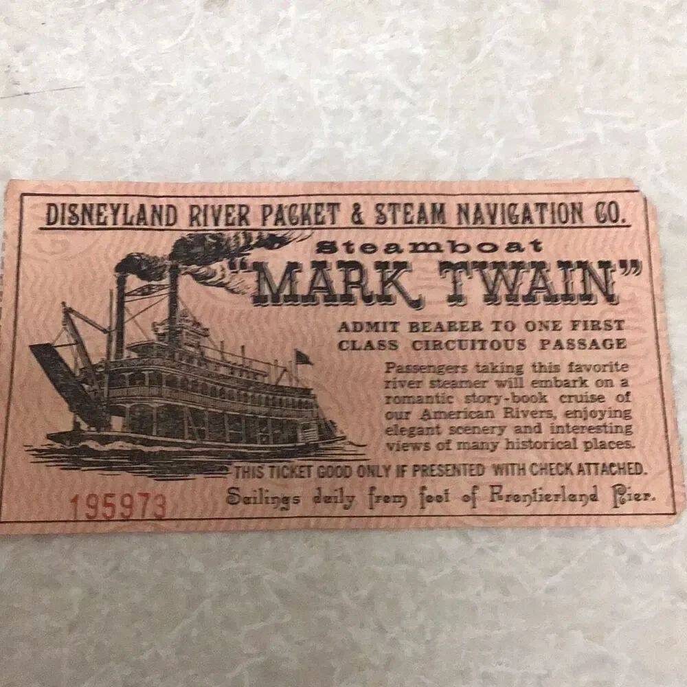 Disney land 1955 opening year mark twain steamboat ticket